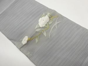 絽綴れ椿模様織出し名古屋帯